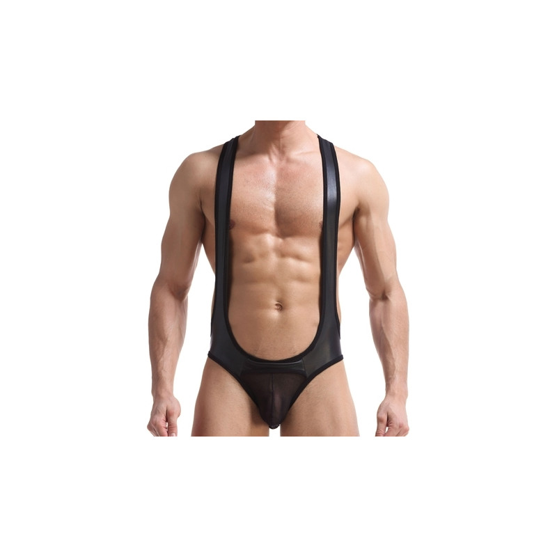 MenSexyWear Jock-Singlet Motor Noir